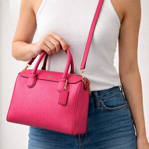 Coach Mini Bennett Satchel Pink Pebbled Leather Crossbody Bag